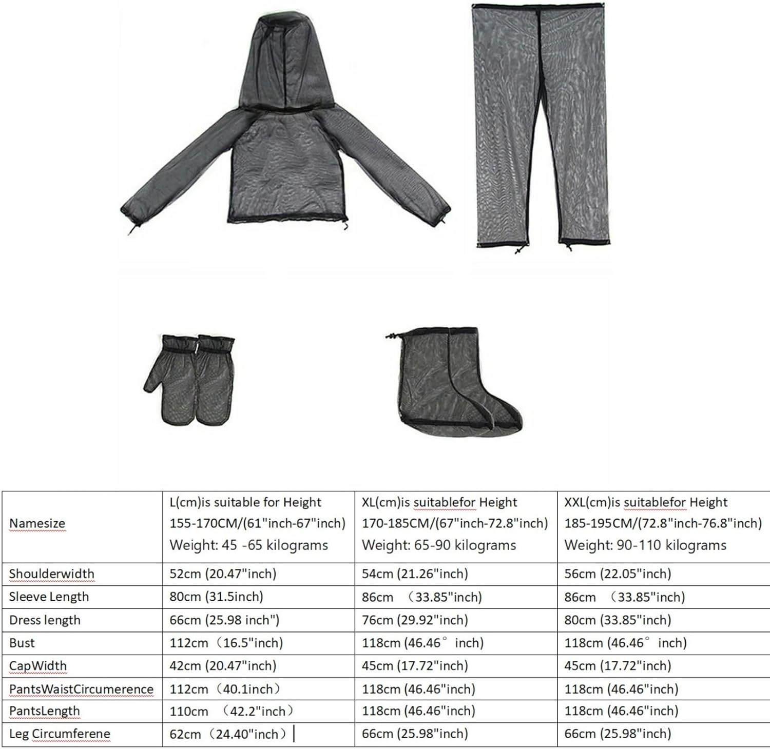 Outdoor mosquito net gauze 4-piece set, breathable, visible, lightweight, fishing, hiking, camping unisex