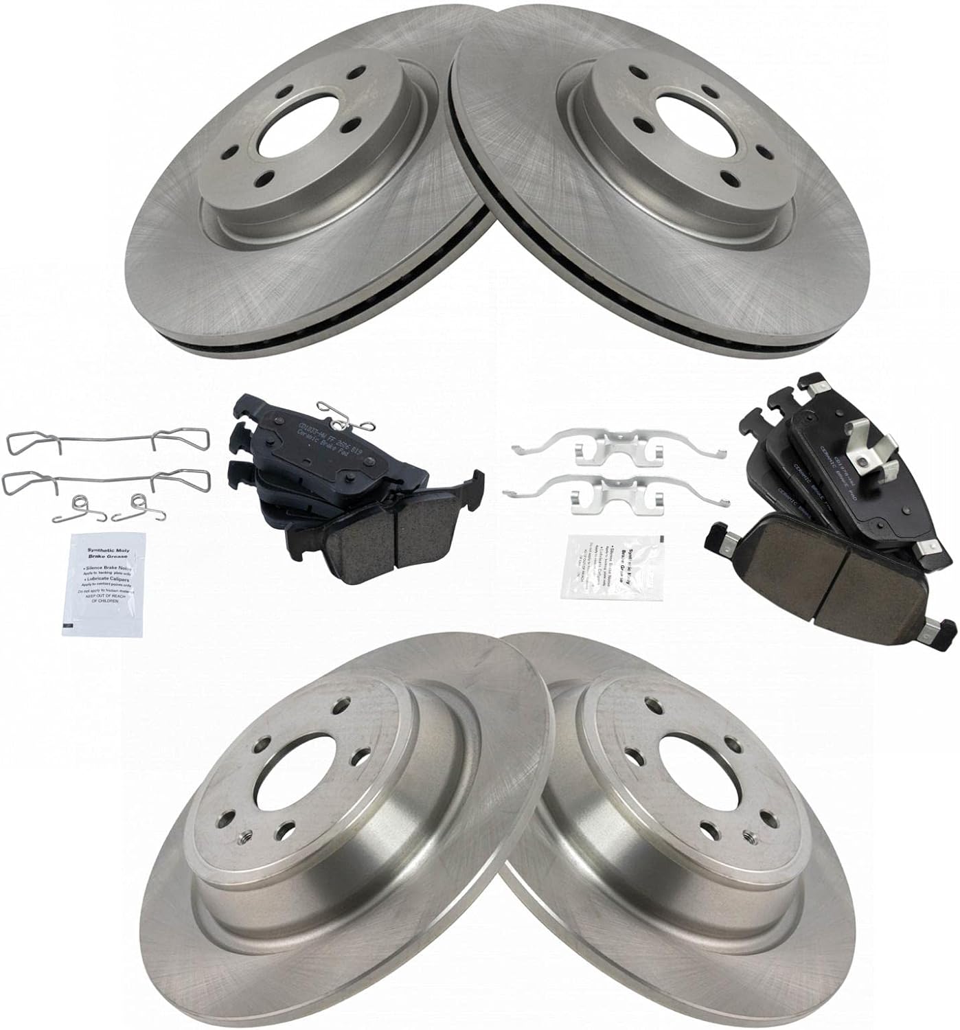 TRQ Front and Rear Brake Pad & Rotor Kit Brake Pads Brake Rotor Ceramic Compatible with 2017-2019 Ford Escape 2018-2019 Lincoln MKC