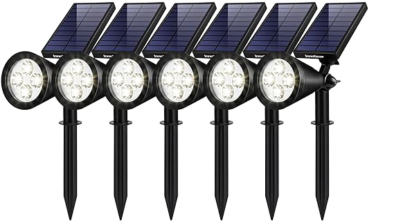 InnoGear Upgraded Solar Lights 2-in-1 Waterproof Outdoor Landscape Lighting Spotlight Wall Light Auto On/Off for Yard Garden Driveway Pathway Pool,Pack of 6 (White Light)