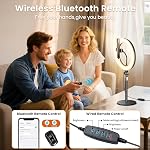 MACTREM 10“ Luminaire de bureau avec support, bureau LED Circle Halo Light avec support de téléphone pour la réunion de zoom d'ordinateur, Laptop Light pour les appels vidéo de conférence, Streaming en direct, Podcast, Selfie, maquillage