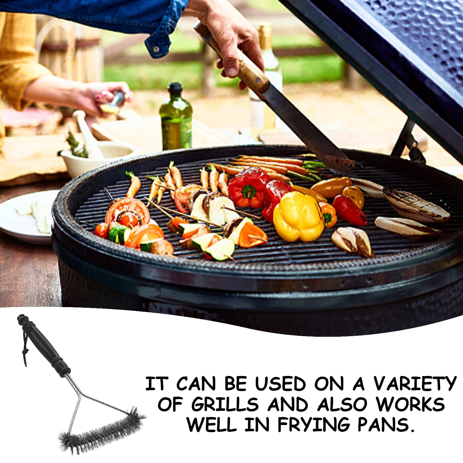 Spazzola Per Griglia QH7 | Con Raschietto E 2 Ricambi | Acciaio Inox Per Barbecue E Forni - Foto 5