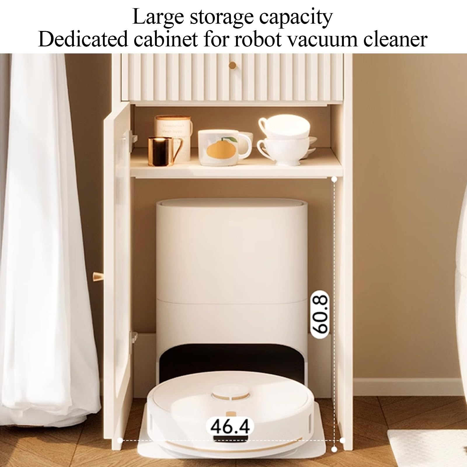 Roomba Garage Robot Vacuum Stand Cabinet With Wheels, Sweeping