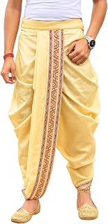 NEEDLE GO TRADITIONAL Men's Dhupion Silk Dhoti Pant, 42 Inch Length, Free Size Price In India