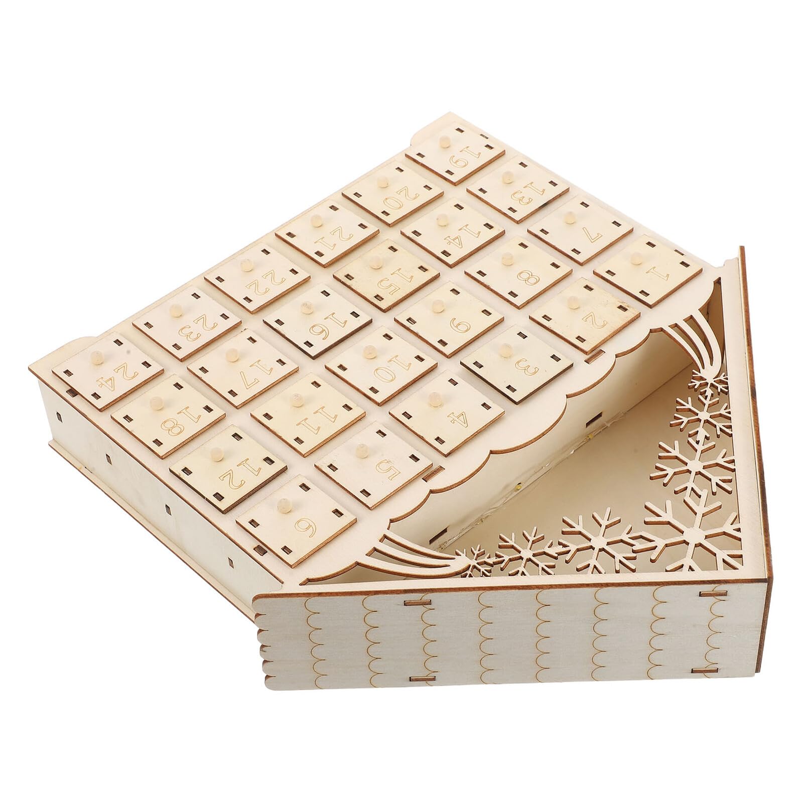 Calendario de Adviento de Madera Iluminado con Reutilizables Decoración Navideña Rústica para Mesa Regresiva Familiar para Navidad