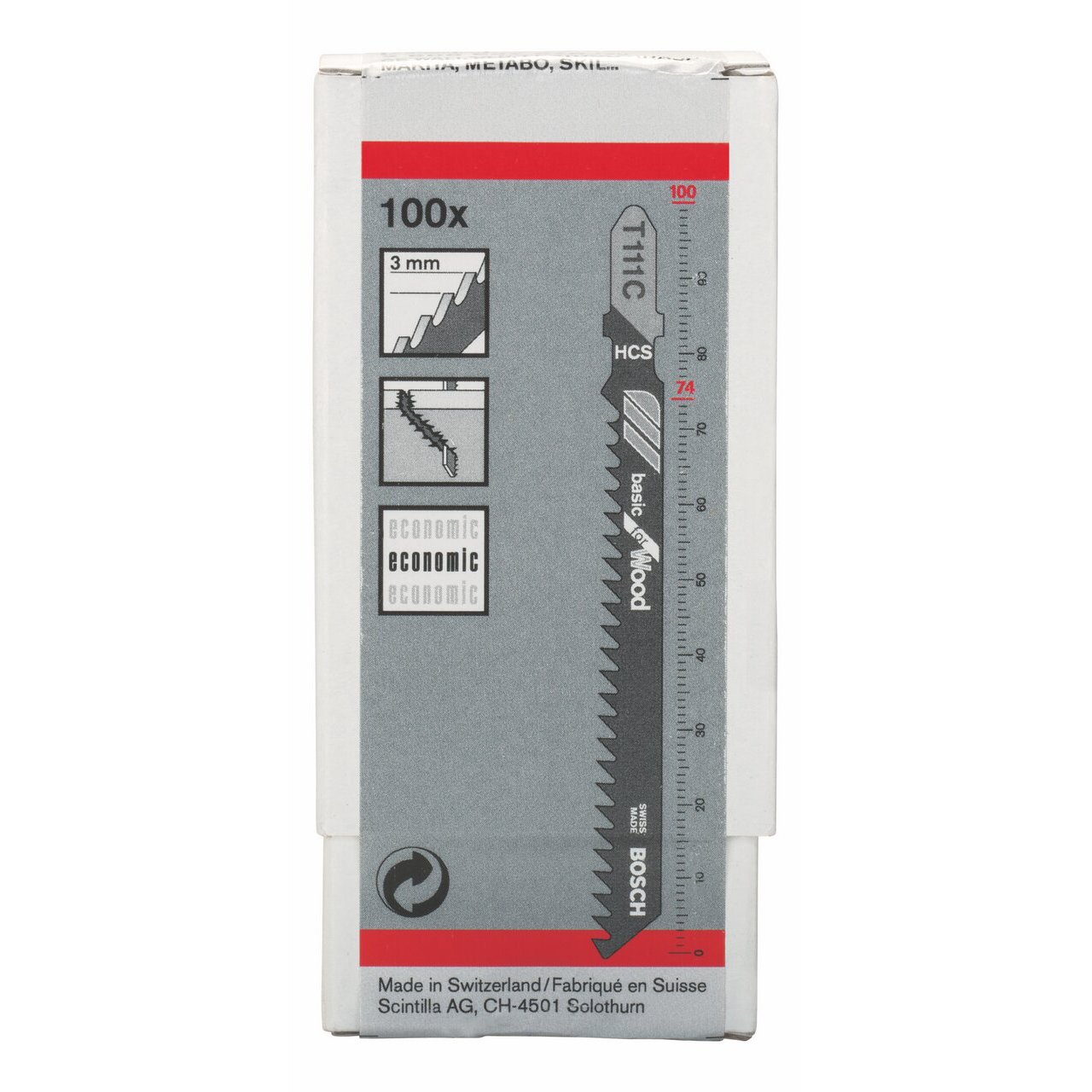 Bosch 100x Lames de scie sauteuse T 111 C Basic for Wood