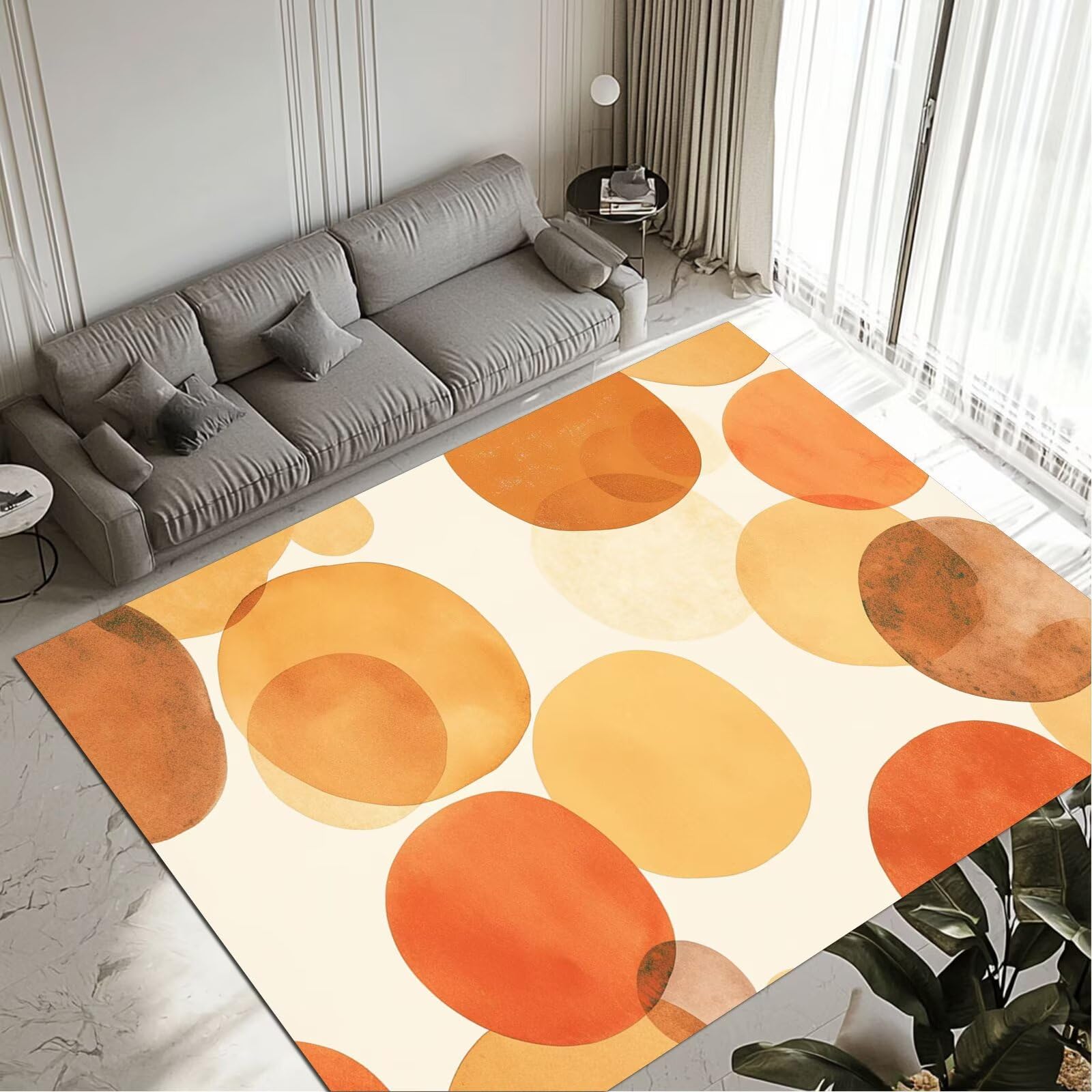 Tapis orange antidérapant et lavable pour résoudre les problèmes d'entretien du salon