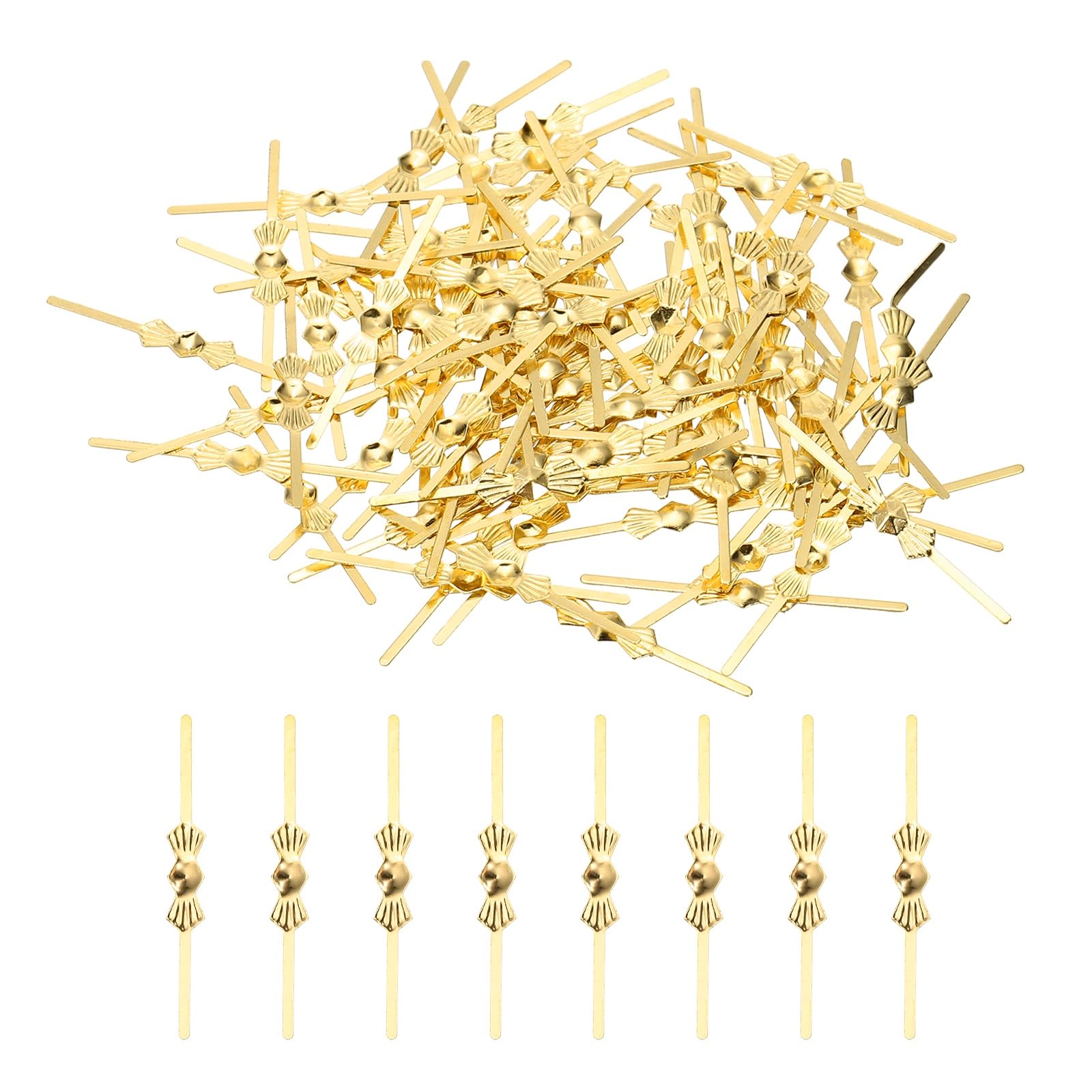 sourcing map 150Pcs Chandelier Connector Clip, 33mm/1.3" Copper Crystal Chandelier Pin, Lamp Connectors Clips Replacement for Fastening Crystals Lamp Ceiling Light Parts, Golden