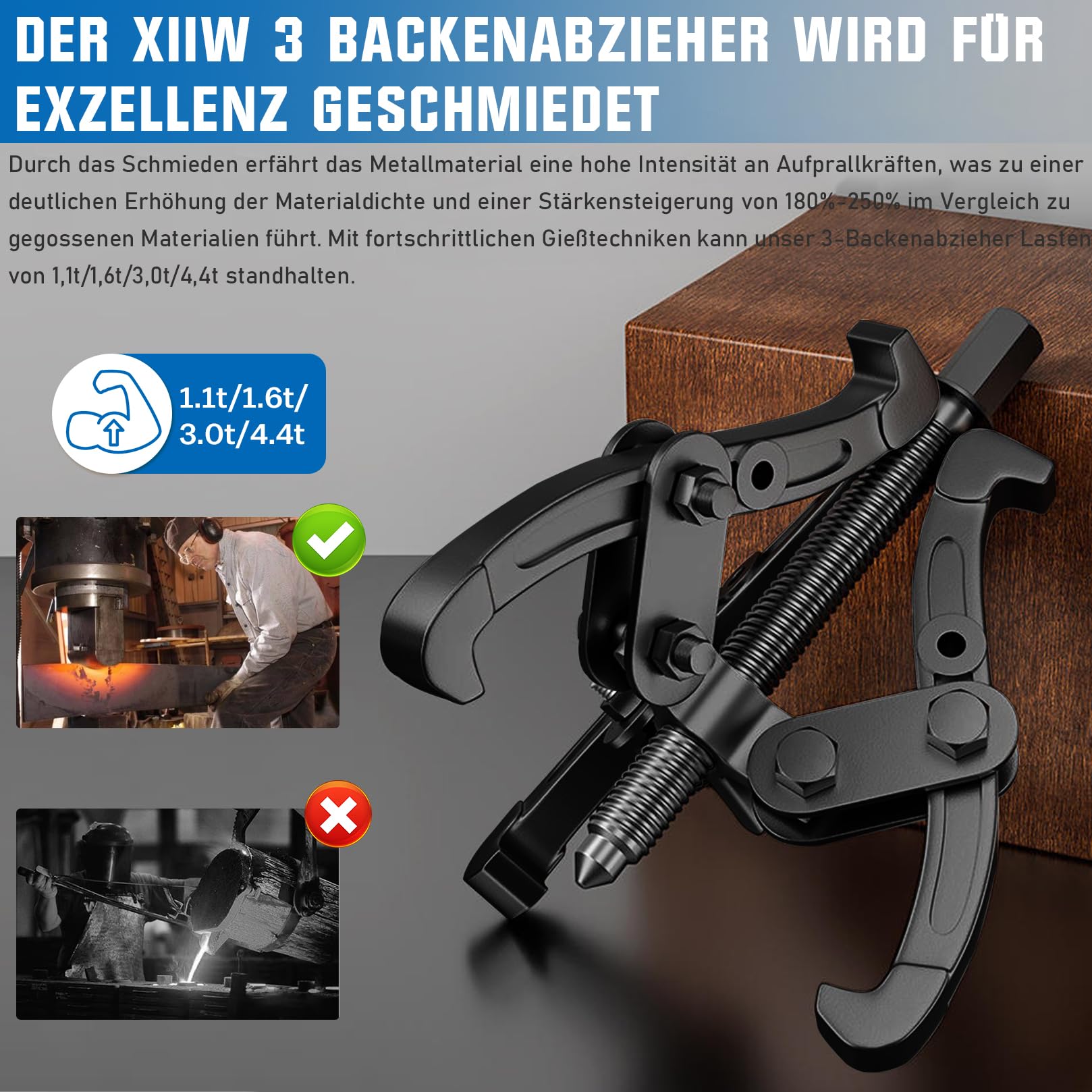 3 Delig Poelietrekker Set - Lagertrekker - Pulley Trekker - 3 Poot Poelie Trekker Geko