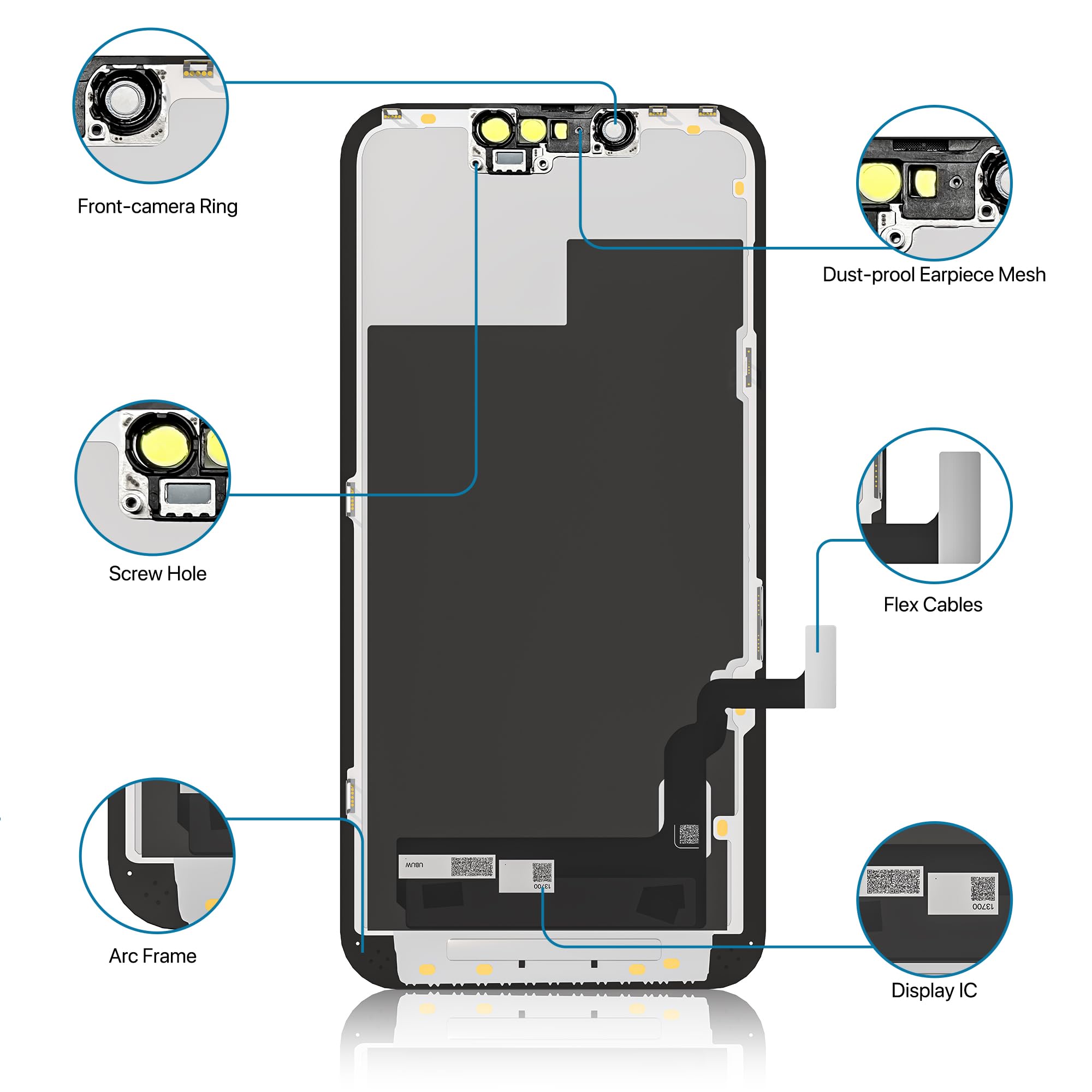 Écran iPhone 13, LCD Écran Tactile Digitizer Assembly avec Kit De Réparation Complet + Protecteur D'écran + Adhésif Étanche