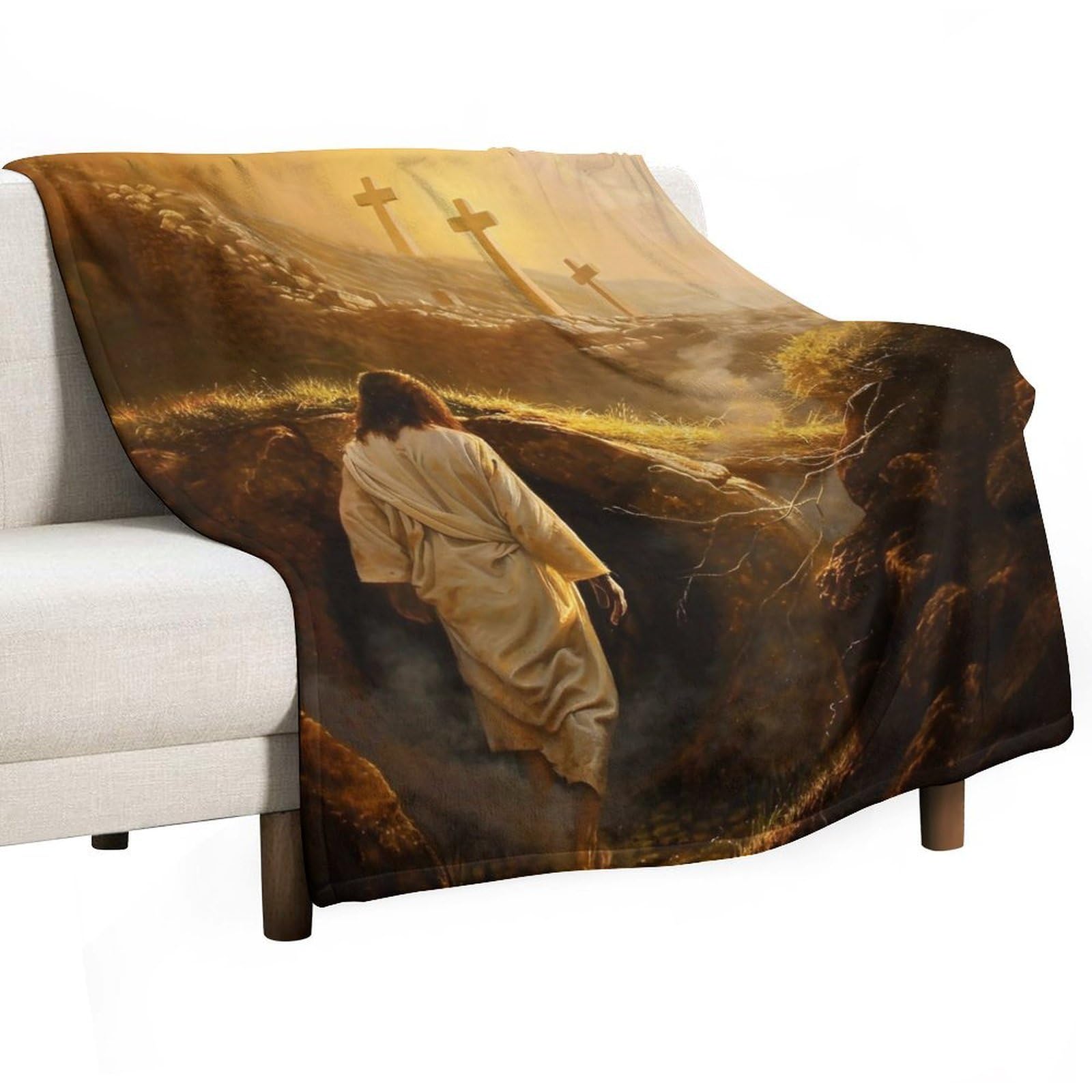 YHGSREUOH Jesus Leaving The Tomb 01 Flannel Blankets Fleece Soft Throw Lightweight Plush Gifts for Couch, Bed, Cozy Sofa Plush, Chair, Lovers 175x200cm(70x80in)