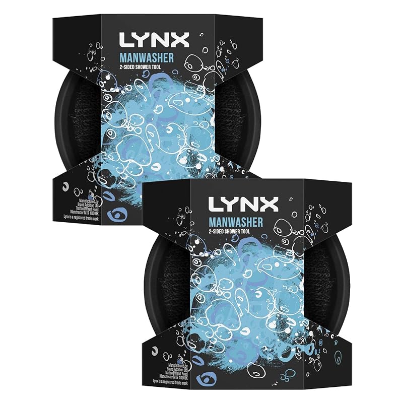 Esponja de banho Lynx Manwasher com lado de malha e lado esfoliante, pacote com 2