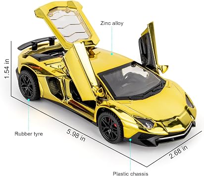 TGRCM-CZ 1:32 Scale Lamborghini LP750 Toy Car with Sound & Light, Model Vehicle with Pull Back Function & Openable Doors - Realistic Details for Collectors & Gifts Gold