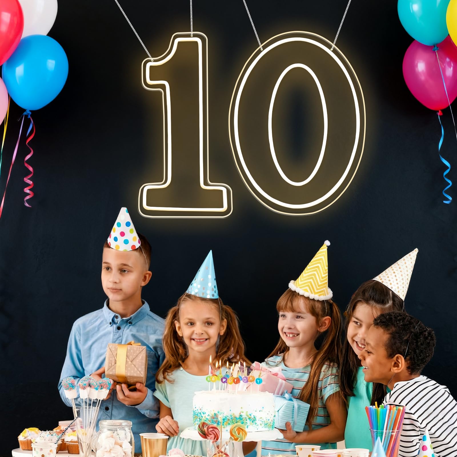 Pannello luminoso LED al neon a forma di numero 1, 30 cm, alimentazione USB, sfondo per festa di compleanno, matrimonio, decorazione d'interni (numero 0)