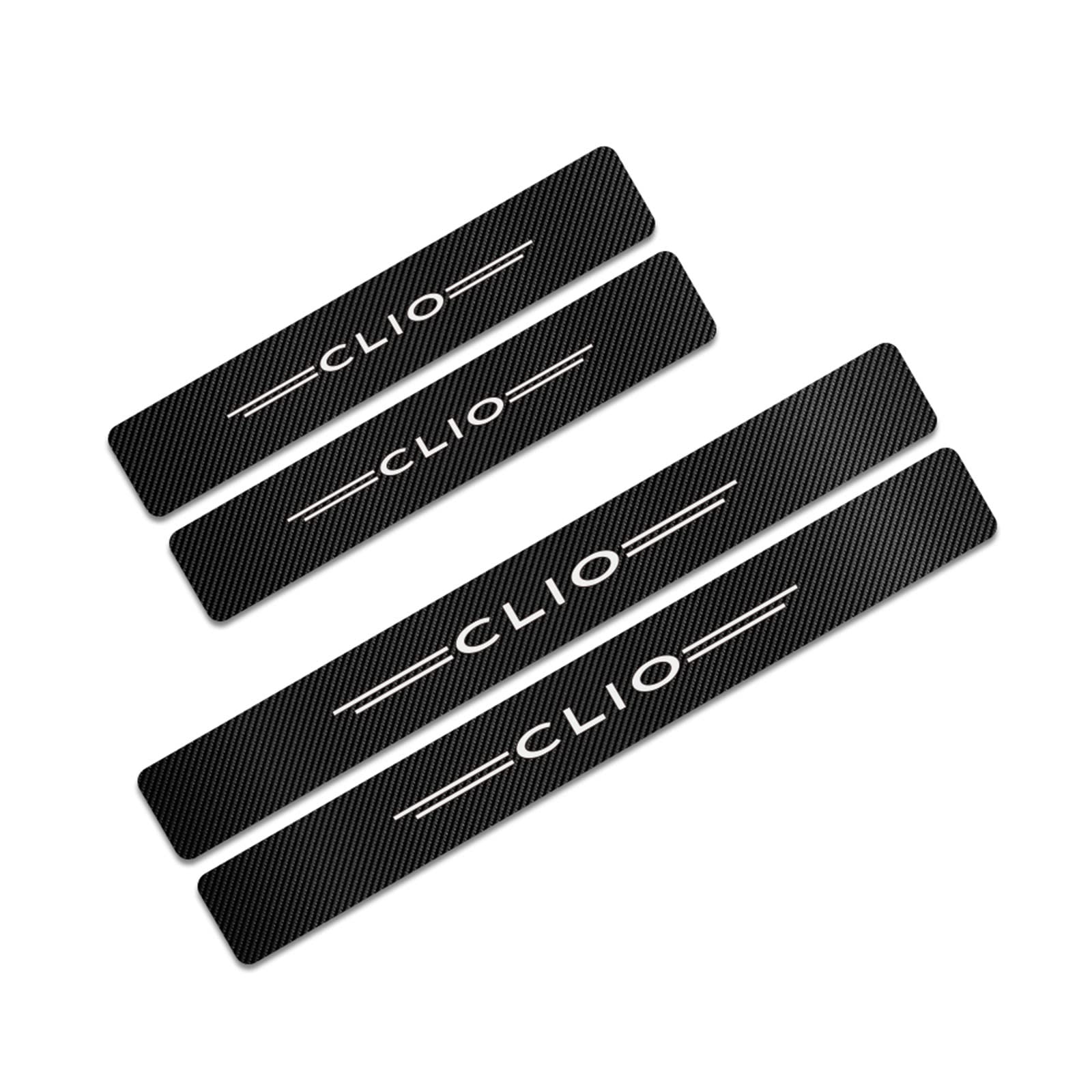 Symilov 4Pcs Car Door Sill Scuff Plate Cover Sticker for Ren-ault Styling Accessories, Carbon Fiber Kick Plates Welcome Pedal Protector Strips Auto Threshold Non-Slip Entry Guard Trim, Clio 2