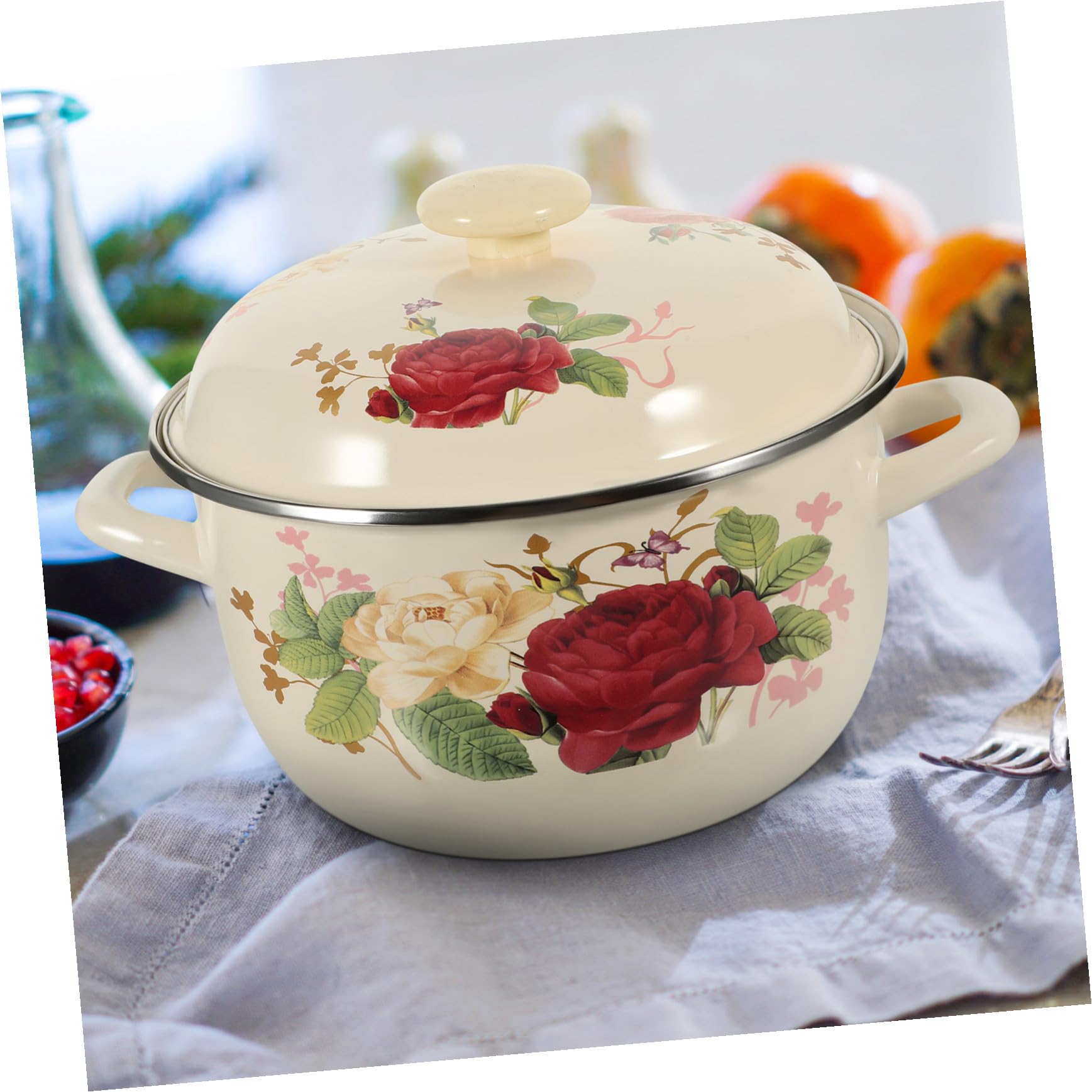 Emaille Suppentopf Milchtopf 20cm Doppelgriff Vintage Kochtopf Für Babyernährung Soßenzubereitung Mit Deckel Hitzebeständig Und Sicher