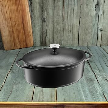 WMF Covered Roasting Pan, Cast Iron, Black, 56 x 27.5 x 56 cm