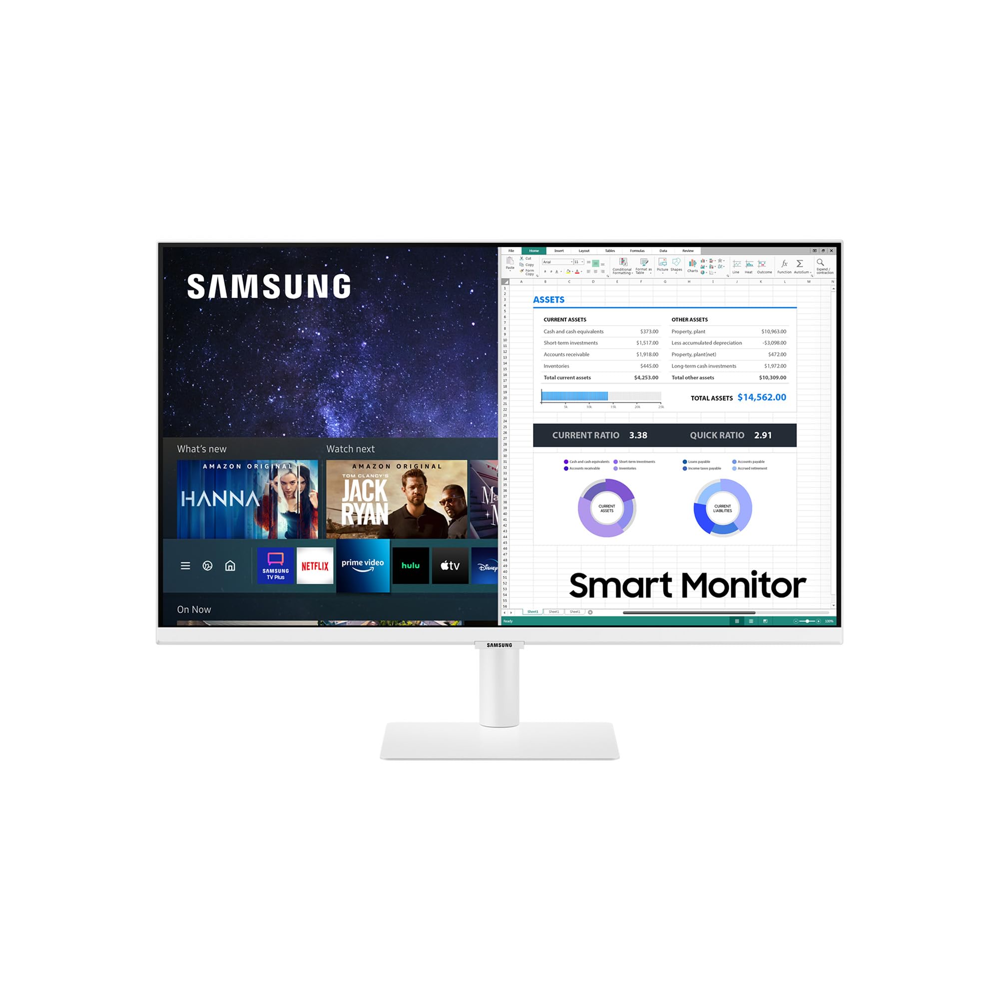 Samsung LS27AM503NUXEN - Monitor Samsung Smart M5 de 27'' Full HD, Blanco,​1920x1080, Altavoces, Conectividad Móvil, Mando a Distancia y Aplicaciones de Smart TV (Netflix, Prime TV, Youtube)