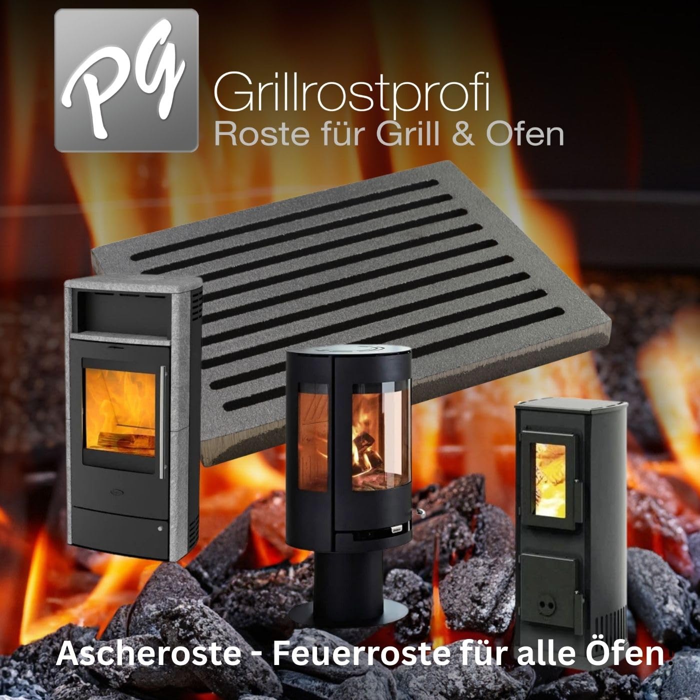 GRILLROSTPROFI Ascherost- Feuerrost - Kohlerost - Kaminrost in Premium-Qualität - Gusseisen, 18 x 22 cm