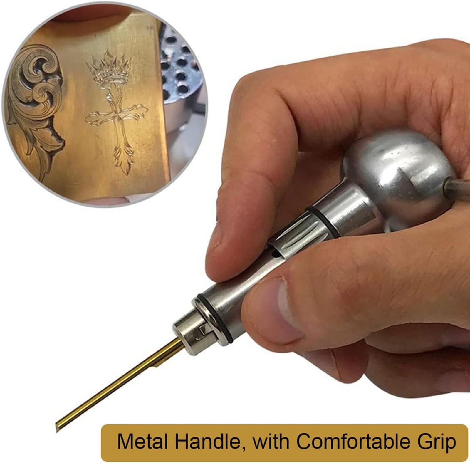 Kit Macchina Incisione Pneumatica Gioielli, 220V 100-1400rpm velocità Regolabile Doppia Testa Graver Strumento Micro incisore per lavori in Oro, Argento e Metallo