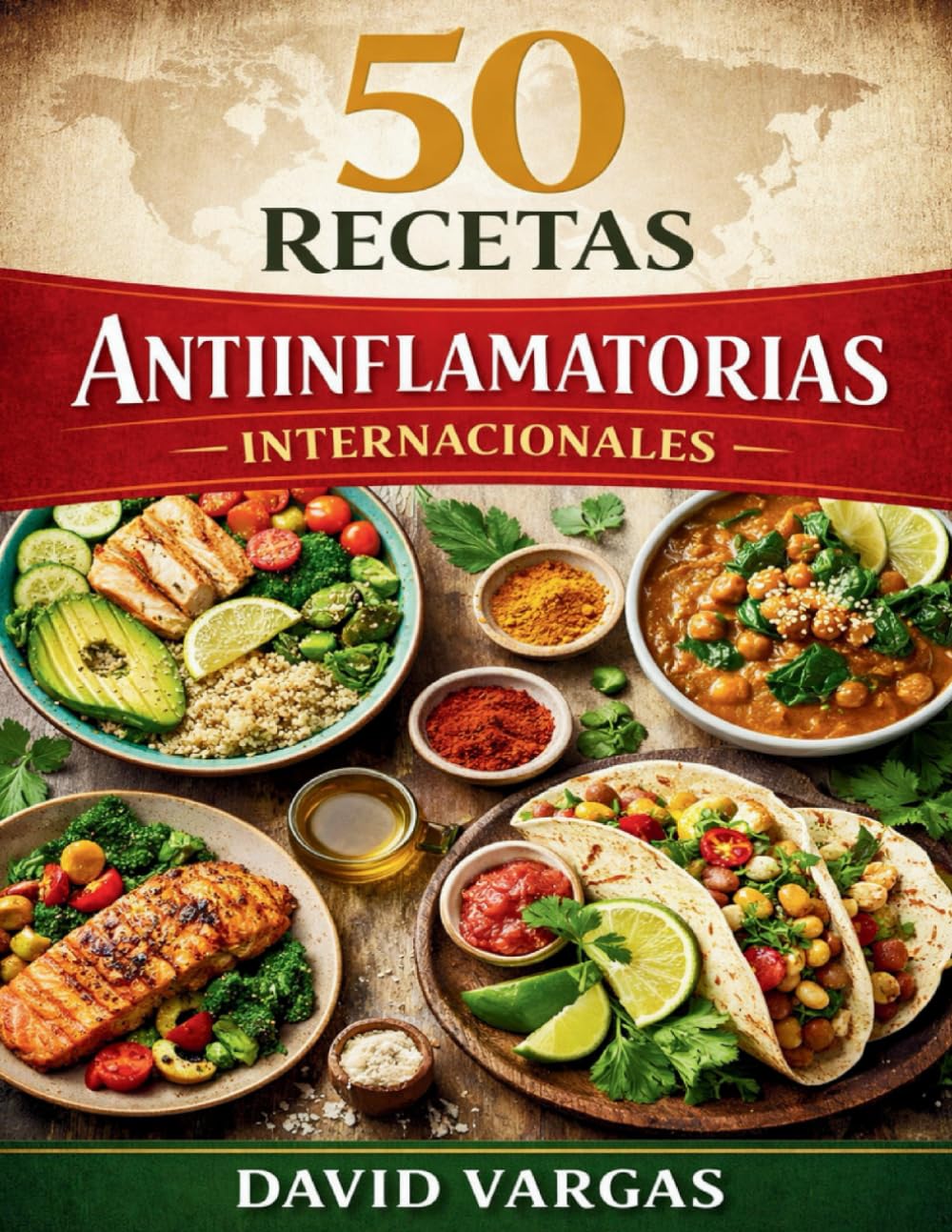 50 Recetas Antiinflamatorias Internacionales: Cocina fácil que te ayuda a sentirte mejor, con más energía y con sabores que disfrutarás sin complicarte