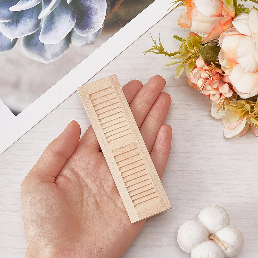 WADORN 4 Pack 1:12 Scale Dollhouse Windows Wooden Shutters Natural Wood Shutters 1.25x4.6in Miniature Window Frames for Dollhouse Furniture Room Boxes Christmas Halloween Home Decoration - Image 3