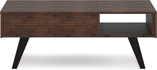 Miniatura 144 de SIMPLIHOME Lowry - Mesa auxiliar cuadrada de madera de acacia maciza y metal, de 22 pulgadas de ancho, moderna, industrial en marrón envejecido café