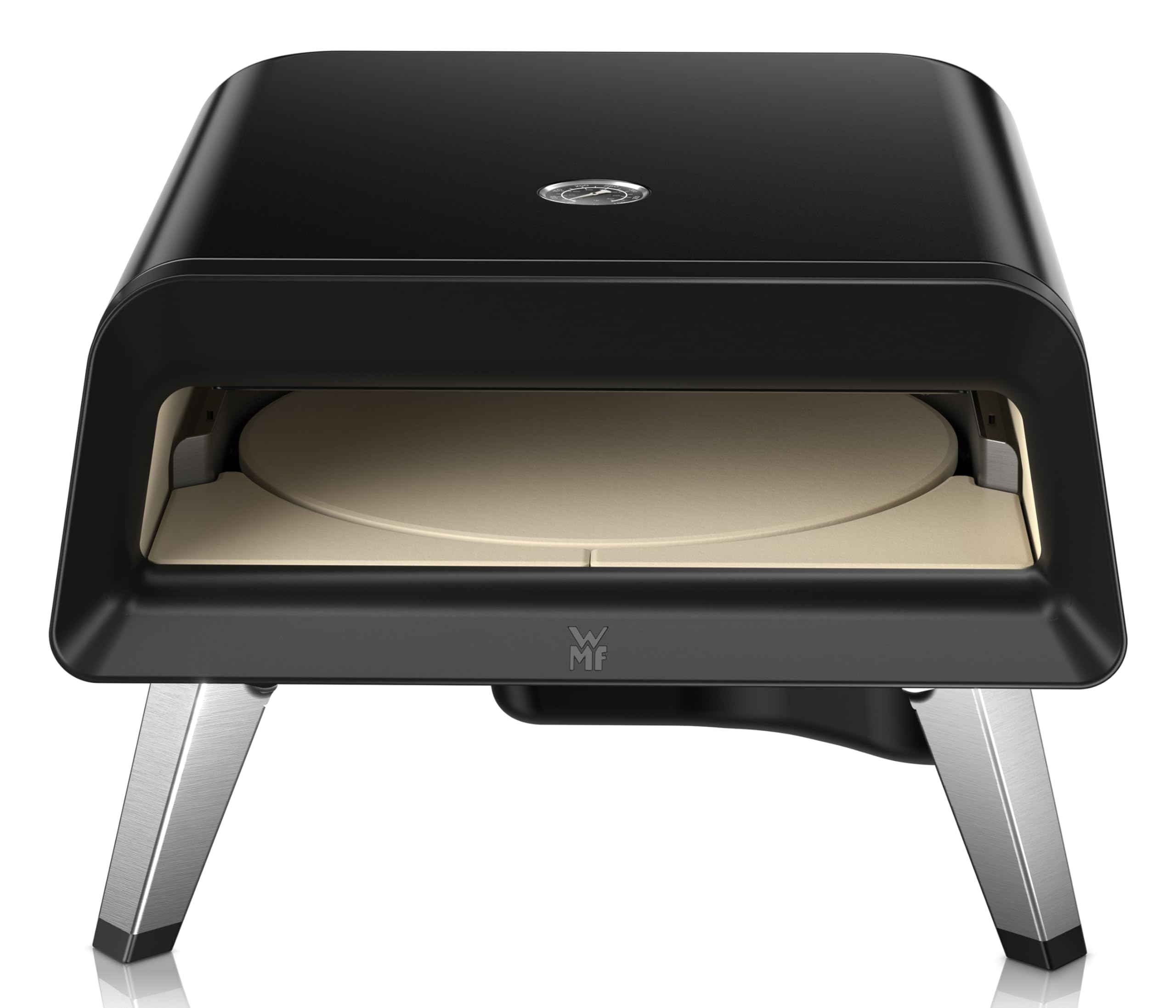 WMF Pizzaiolo Pro - Forno per pizza, temperatura di cottura superiore a 450 °C, pietra grande per pizza (Ø 40 cm), meccanismo di rotazione automatico, monitoraggio della temperatura integrato per