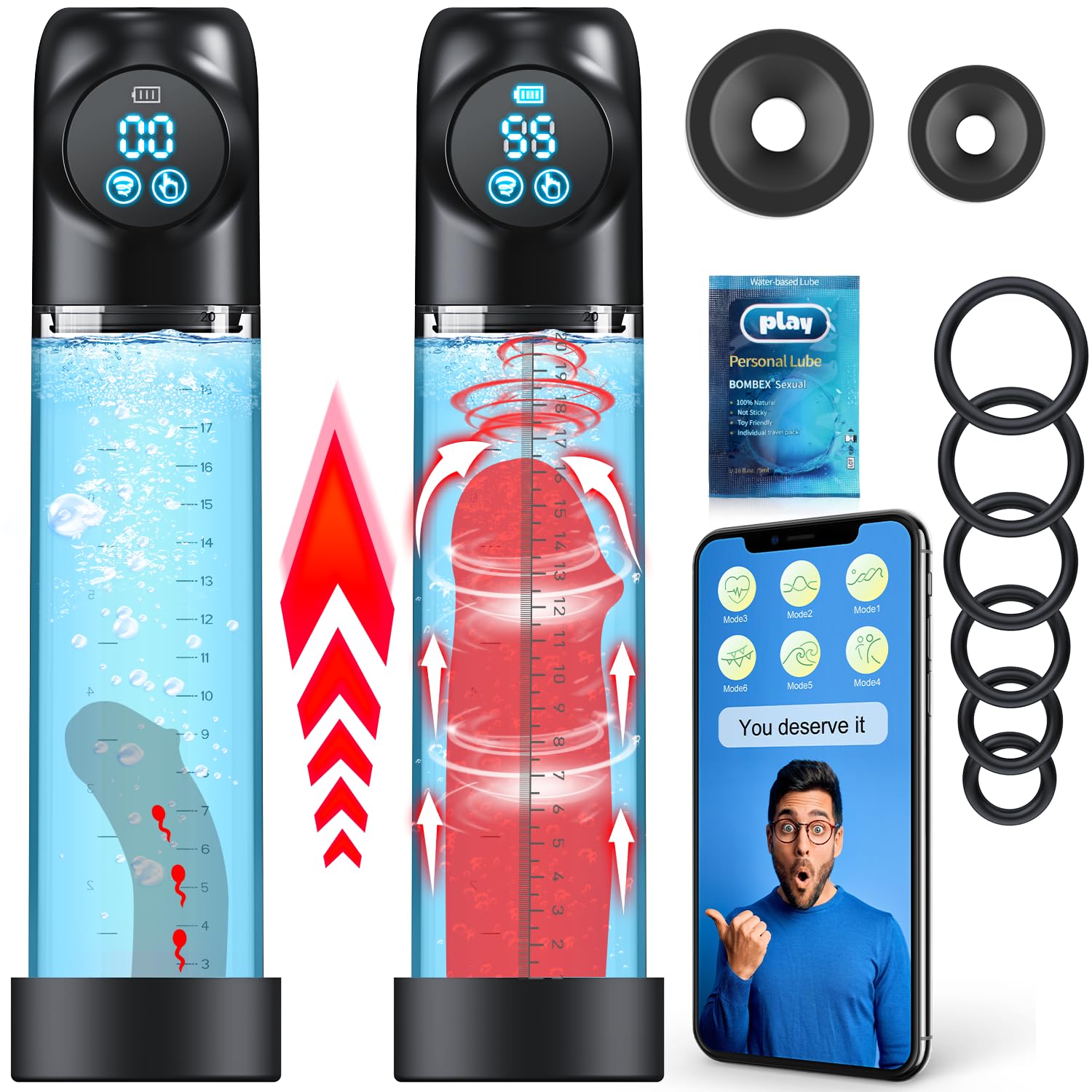 Sex Toýs Homme Pompes à Pénis - Sex Toys Masturbateur APP Automatique Agrandir son Pénis, Sextoyse Homme Sexmasturbâteur Pompe a Penis, Pompe Penis Masturbateurs Jouet Adulte Grossir Agrandisseur