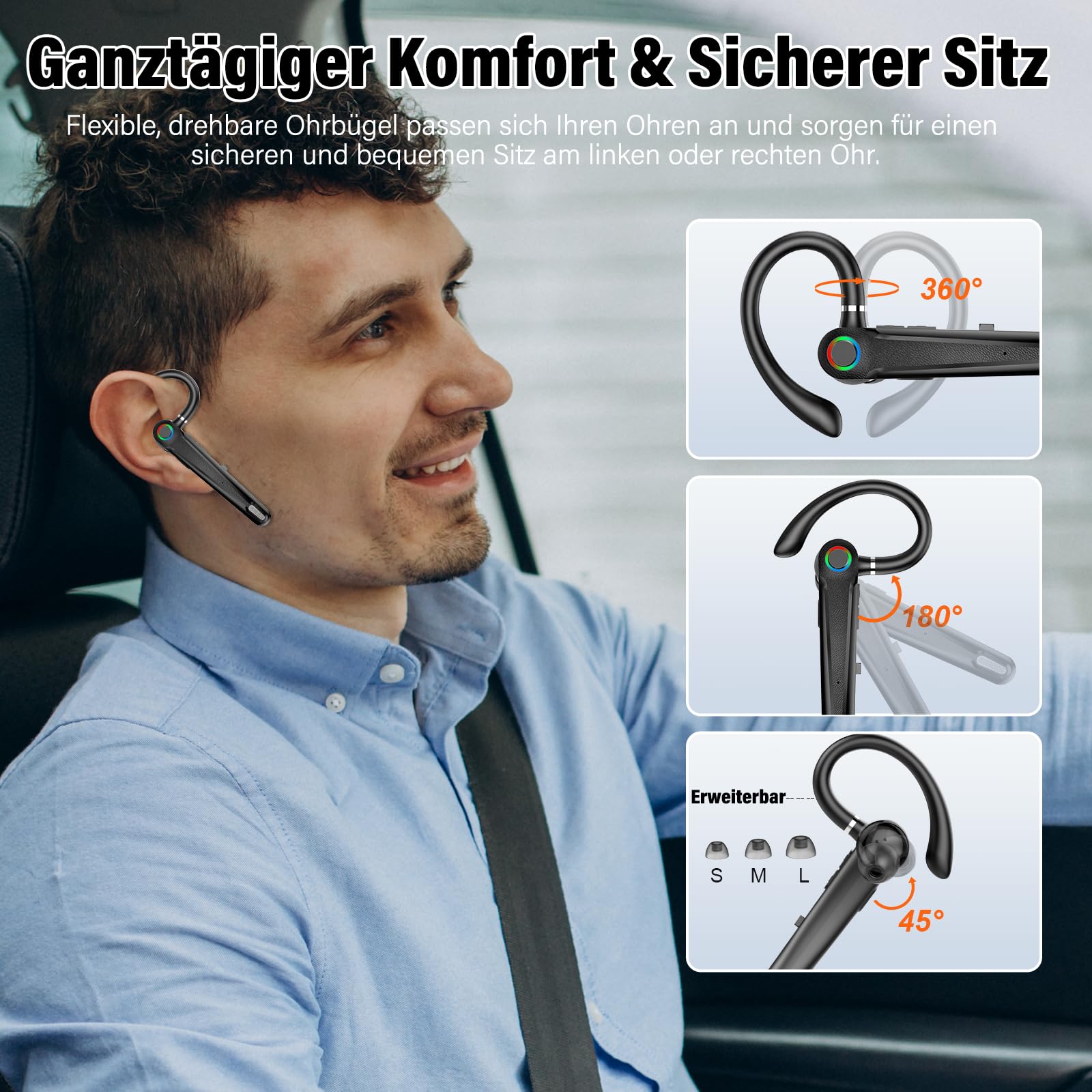 Atheewon Bluetooth Headset V5.2 Wireless Freisprech Telefon CVC 8.0 ENC Dual Mic