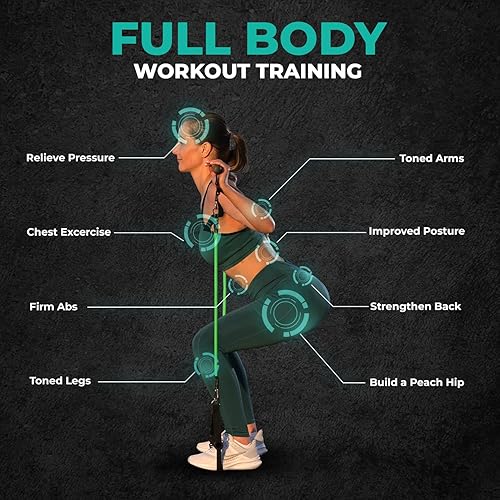 Miniatura 3 de Premium Pilates Bar Kit with Resistance Bands - Full Body Workout Equipment - Portable Gym - at Home Workout Equipment - Fitness Equipment for Women