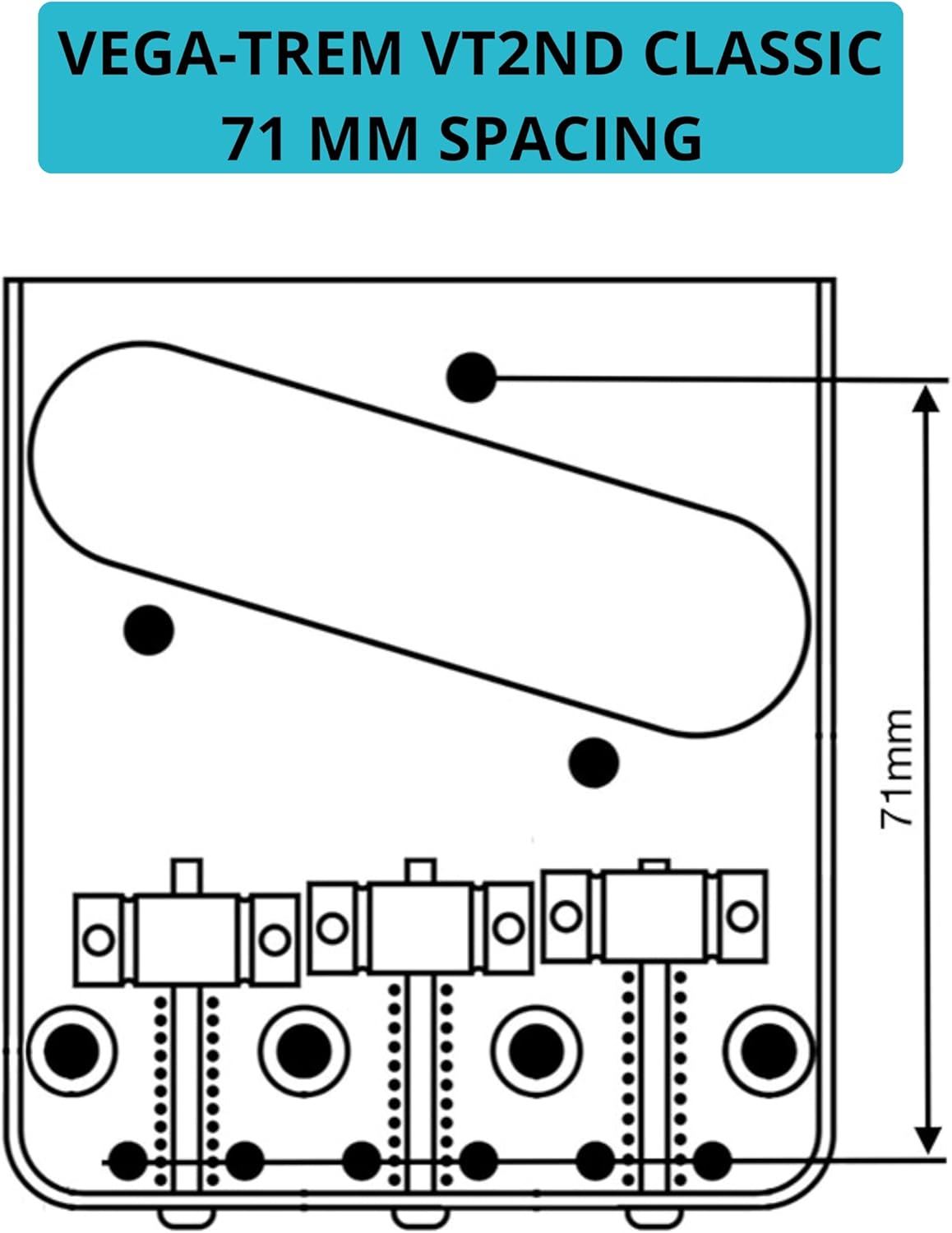 Vega-Trem VT2ND Teletrem Classic Telecaster Guitar Tremolo Bridge For Tele No Mods Easy Installation with logo