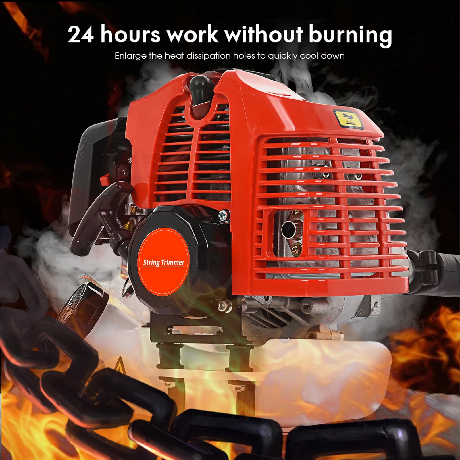 Desbrozadora Térmica Multifunción 5 en 1, Motor 52 cm³ 2 Tiempos, podadora, cortasetos, cortador, cuchilla de 3 dientes, extensión 1 metro, herramienta de jardinería versátil para mantenimiento rojo