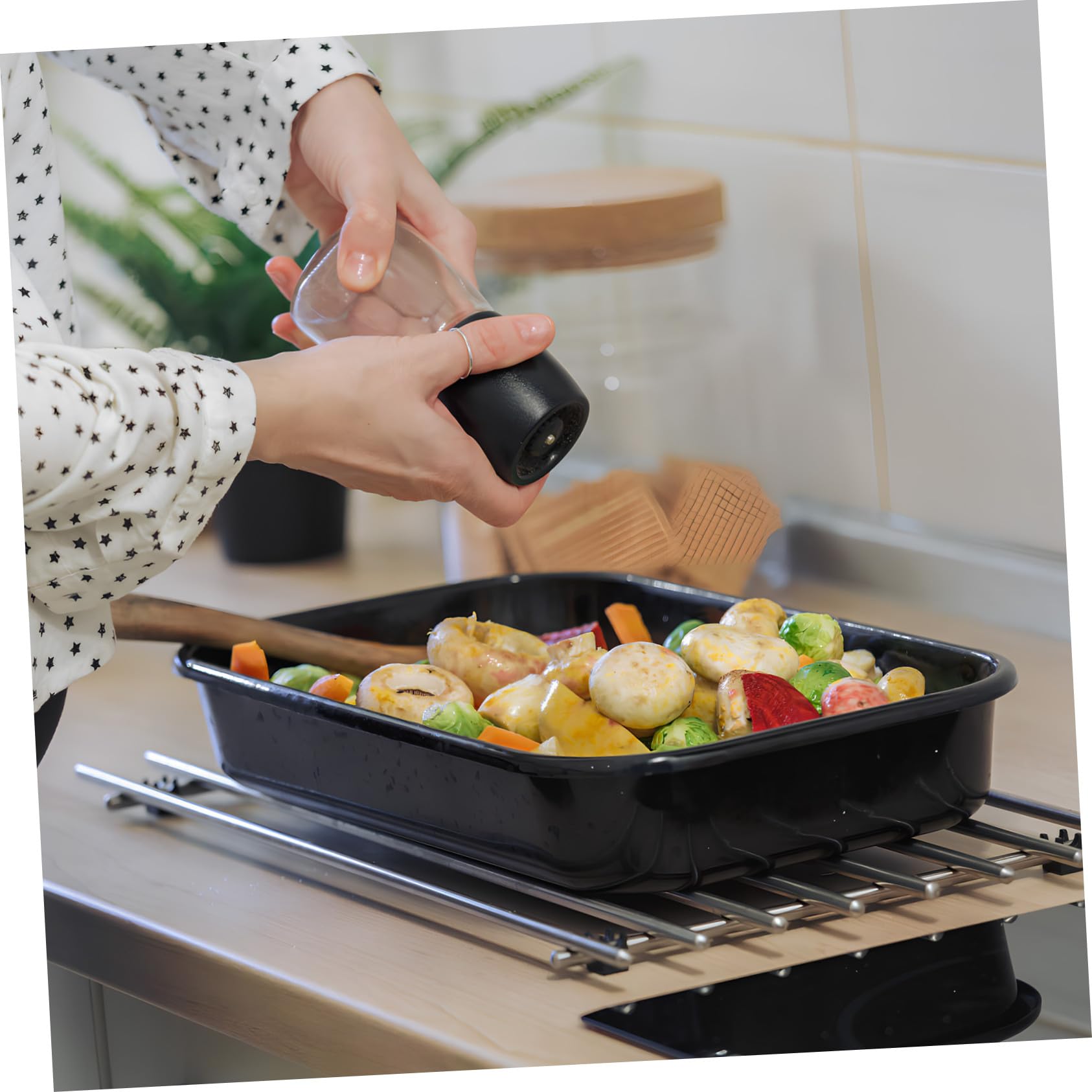Uonlytech 2stücke Edelstahl Backblech für Ofen Backbleche mit Antihaftbeschichtung Stabil und Vielseitig Einsetzbar für Backen und Grillen