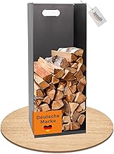 Lemodo Firewood Rack Metal, Firewood Rack, Metal Shelf for Firewood and Briquettes, Wood Storage, Firewood Rack, Firewood Storage, Firewood Stand, Firewood Holder