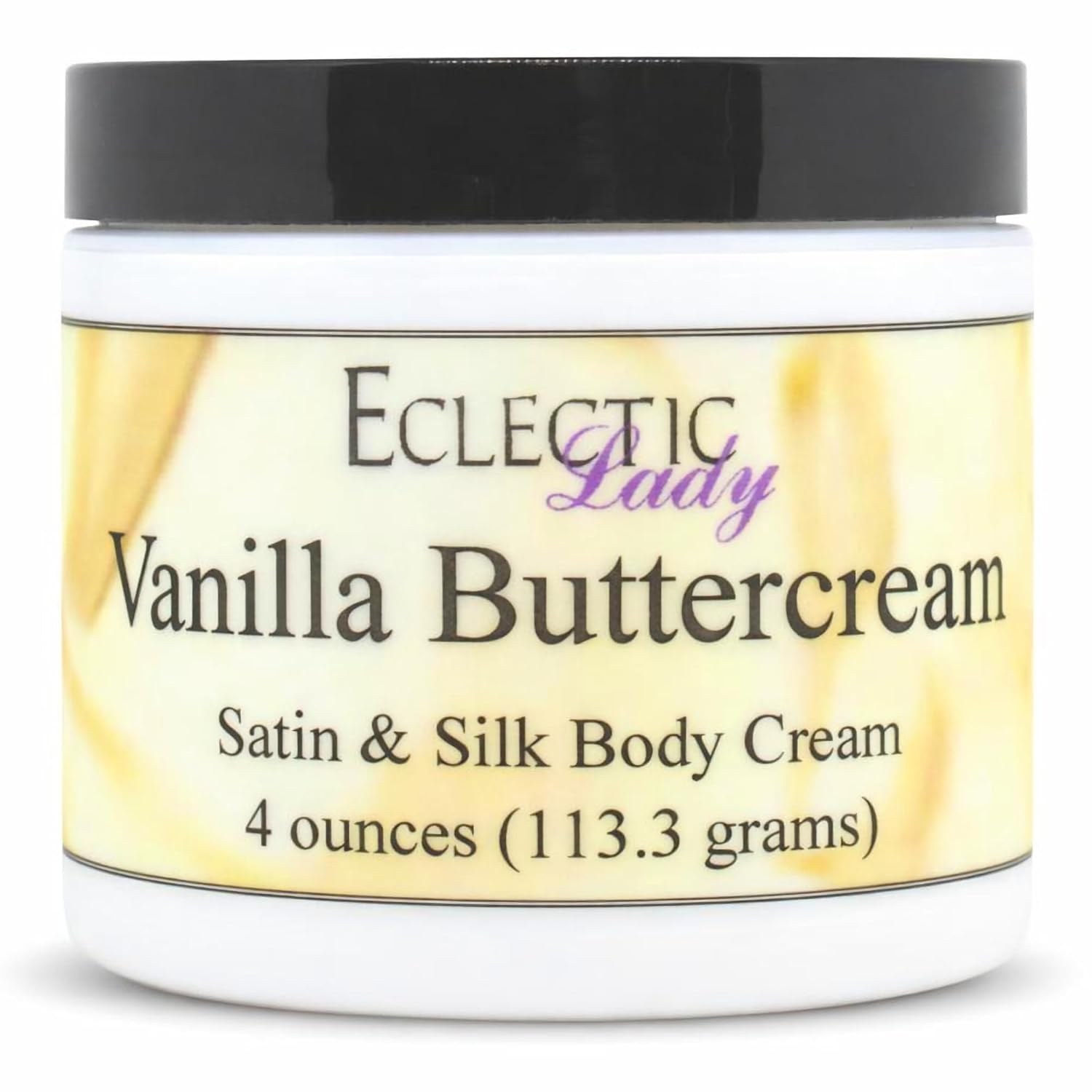 Eclectic Lady Vanilla Buttercream Satin and Silk Cream, Body Cream, Body Lotion, 4 oz - Shea Butter, Aloe, Silk Amino Acids, Vitamin E, Phthalate-Free, Handcrafted in USA - Perfect For Women