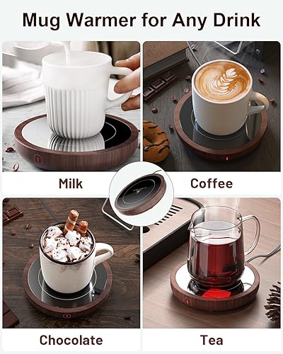 Miniatura 21 de SWEETFULL Calentador de taza de café, calentador eléctrico de taza de café de 36 W para escritorio con 3 ajustes de temperatura, calentadores