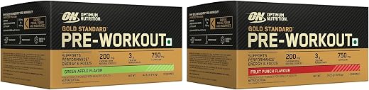 Optimum Nutrition (On) Pre-workout Sachet- 142.5G/15 Single Serve Packs (Green Apple Flavor) &amp; Pre-workout- 142.5G/15 Sing...