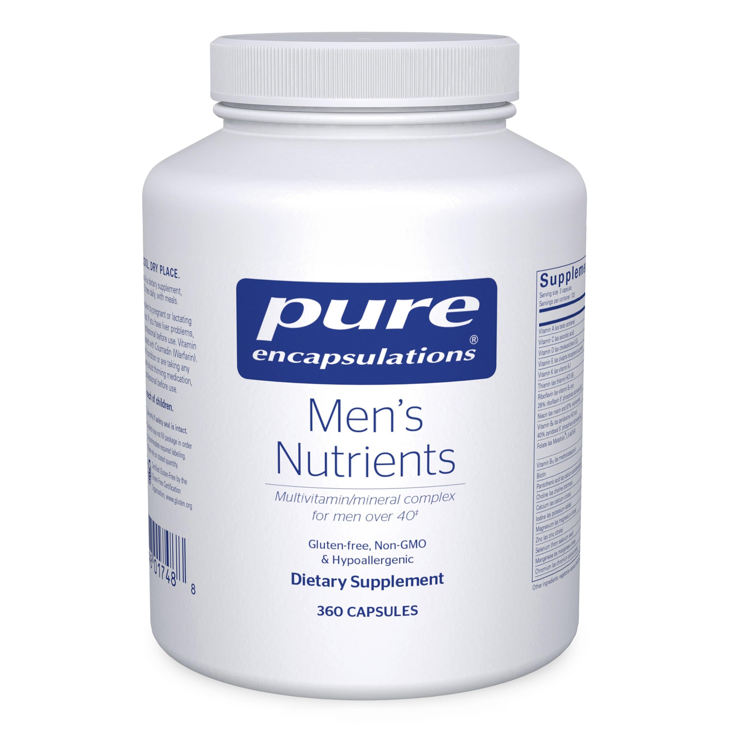 Pure Encapsulations Men's Nutrients - Multivitamin Mineral Supplement to Support Energy, Endurance & Stamina in Men Over 40* - with Vitamin D, Vitamin C & Trace Minerals - 360 Capsules