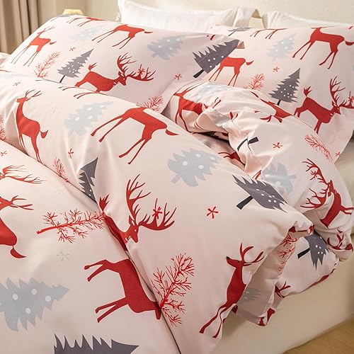 Miniatura 7 de OAITE Juego de funda de edredón, funda de edredón 100% algodón con patrón floral, juego de ropa de cama suave incluye 3 piezas (2 fundas de