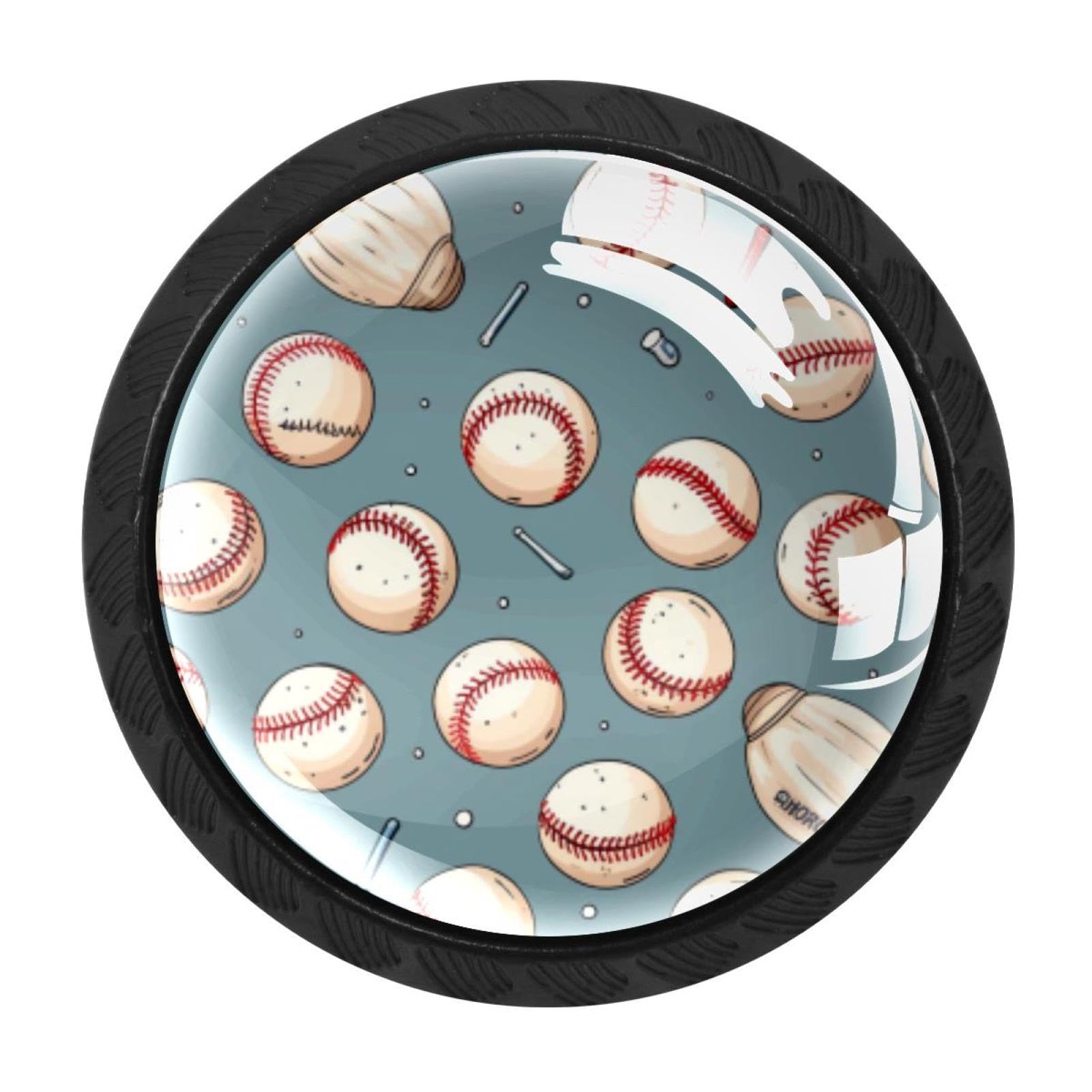 Chenzzzz Multicolored 02 4 Pieces Baseball Drawer Knobs, 35Mm Black Cabinet Knobs, Drawer Pulls And Knobs, Dresser Drawer Knobs, Cabinet Hardware Kitchen Cabinet Knobs