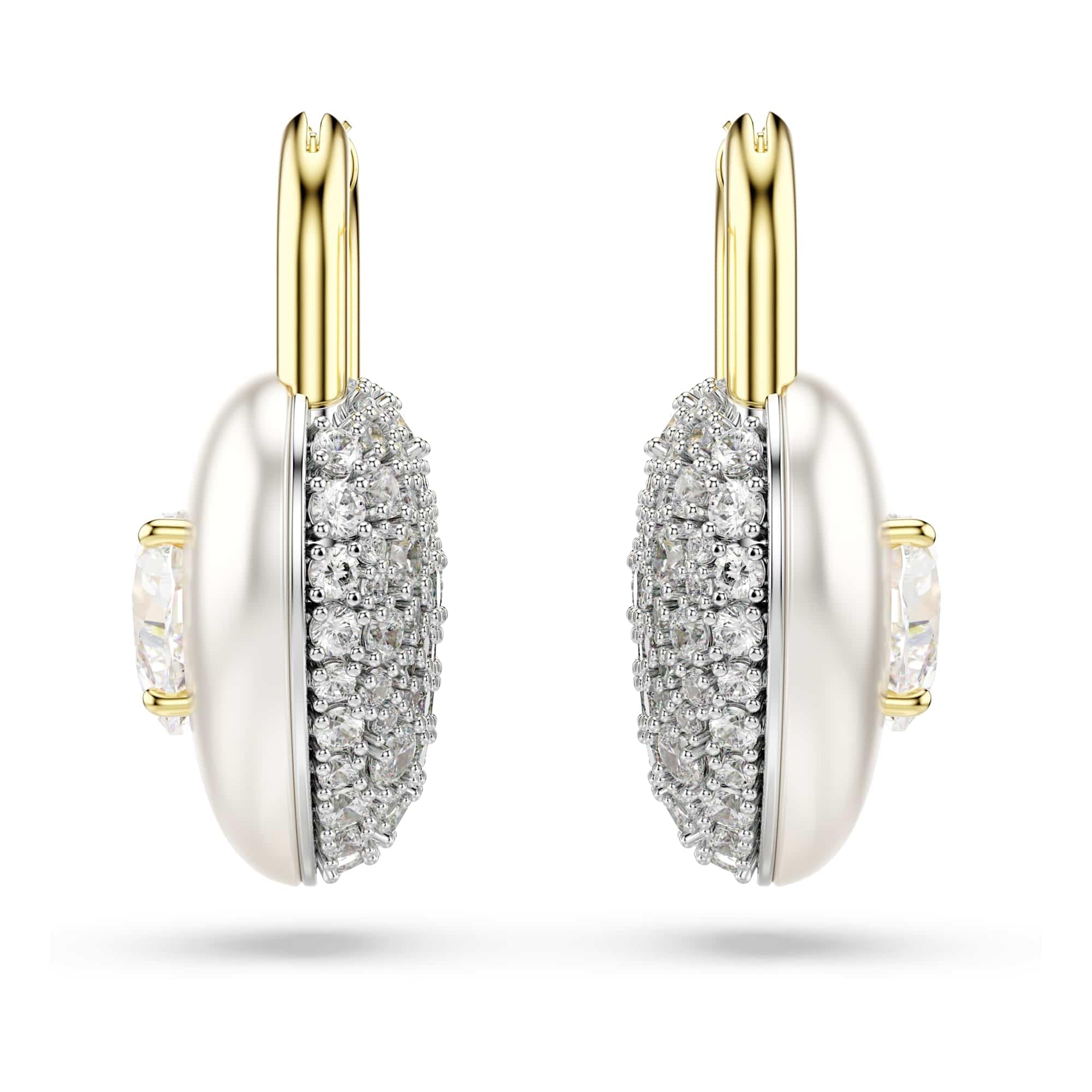 Swarovski Długie kolczyki Idyllia, Szlify różnorodne, Serce, Białe, Powłoka w odcieniu złota