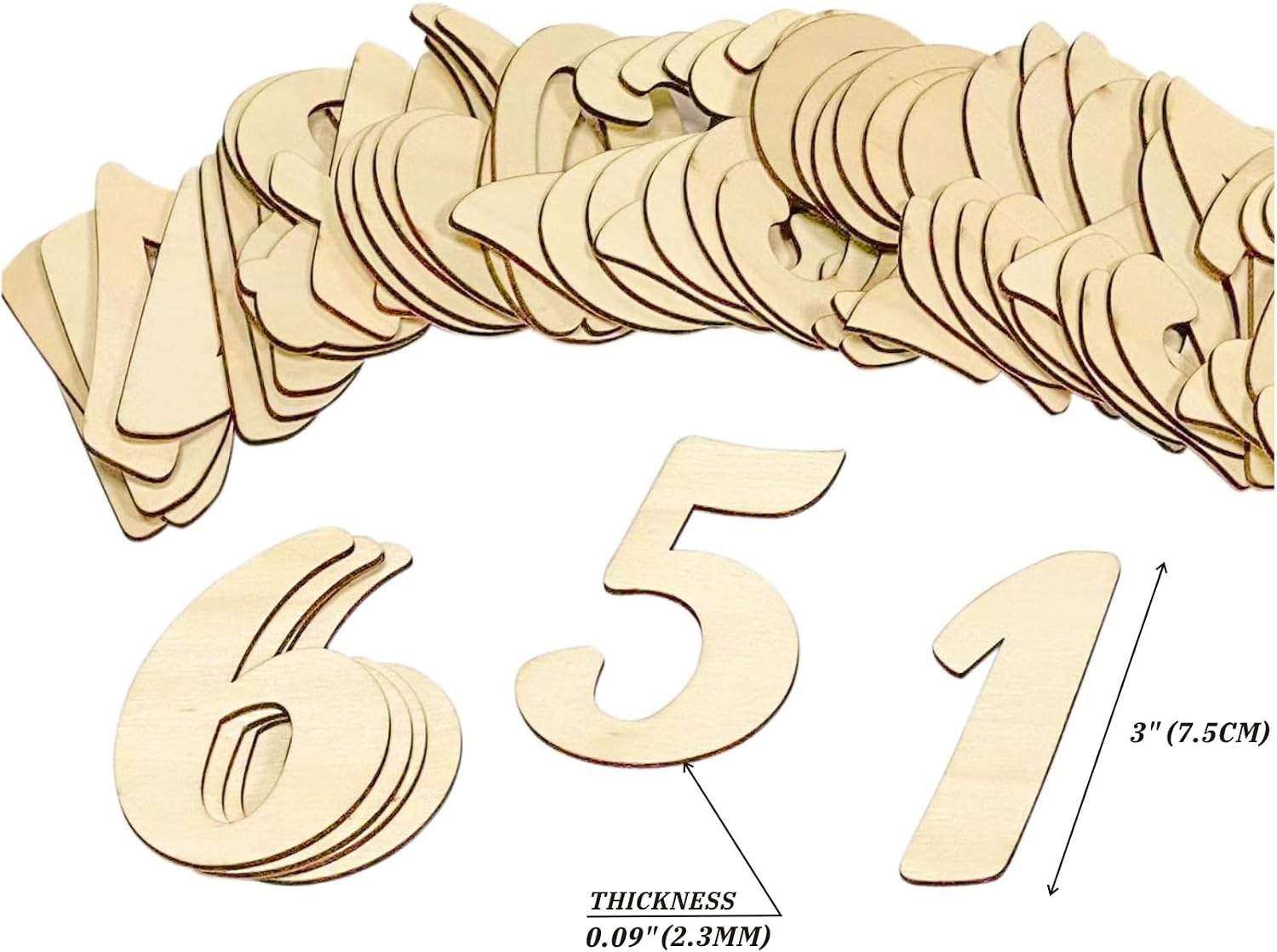 3 Inch 168 Pieces Wooden Numbers Unfinished Wood Numbers 0-9 Clock Numbers for Painting DIY Crafts
