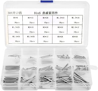 TOPINCN 150Pcs Split-Cotter Pins, 15 Kinds Stainless Steel Split Cotter Pins Clip Key Fastner Fitting Assortment Kit