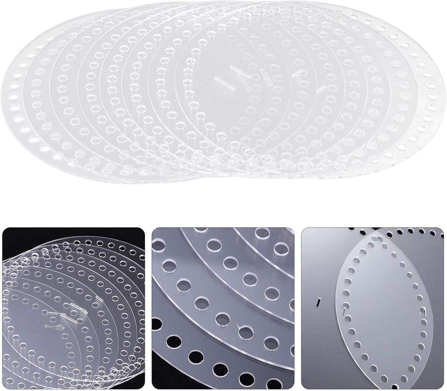 EXCEART Clear Acrylic Board Accessories 7.08 Inch Round Panels with Smooth Edges for DIY Crochet Bags Purse Making and Handmade Clutches
