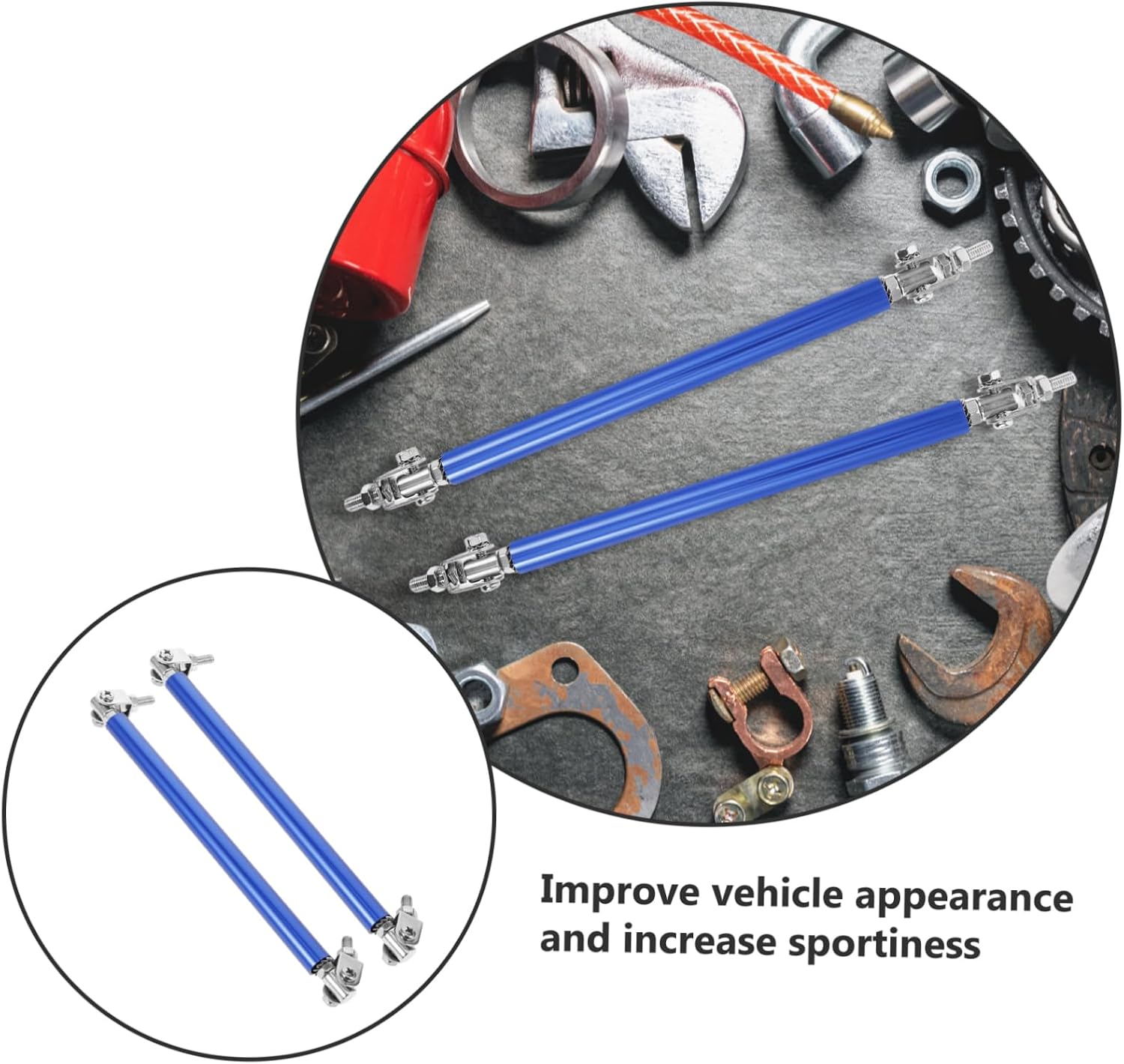 Gatuida 1 Pair Car Modification Tie Rod Front Splitter Front Struts Assembly Strut Rods Splitter Rod Front Strut Assembly Splitter Rod Front, 23.00X1.00X1.00CM, Blue