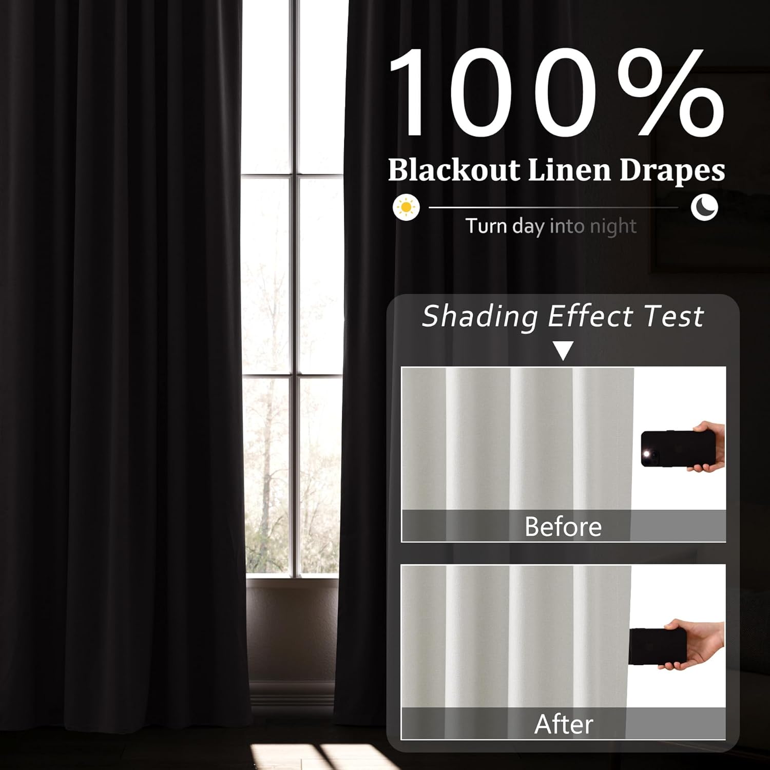 Beige White Blackout Curtains 96 Inches Long Back Tab Heat Reflective Light Block Out Curtains 2 Panels for Bedroom Windows Textured Long Off White Blackout Draperies Floor To Ceiling Length 8 FT