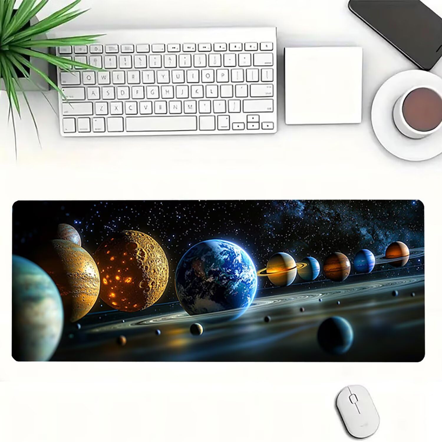 Podkładka pod mysz do gier XXL gwiaździste niebo krajobraz, mata na biurko XXL - 1400 x 600 x 3 mm - pod biurko, podkładka pod mysz dla graczy antypoślizgowa gumowa podkładka zszyte krawędzie, dla
