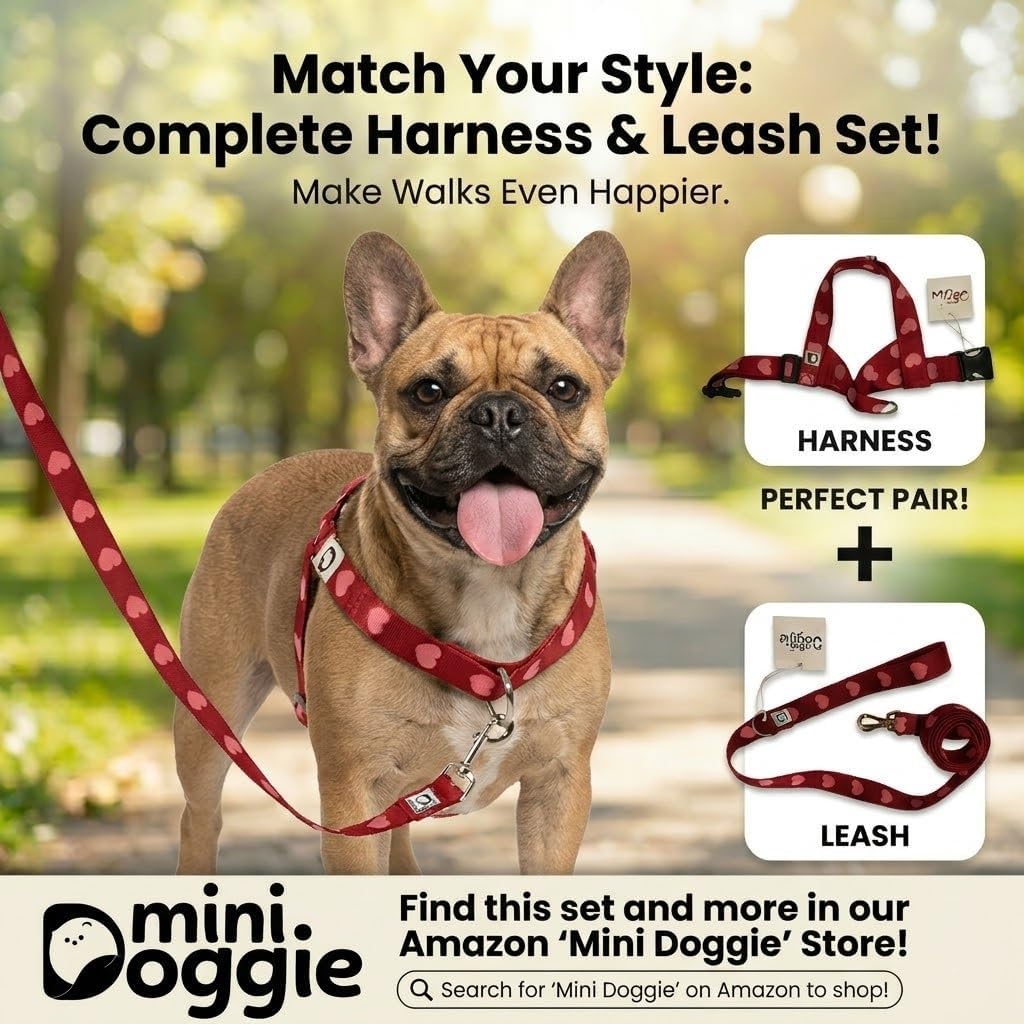 Heart Leash – 3 Colors, Double Lock Safety Clip, Durable 2.5cm Wide Dog Walking Lead (Red)