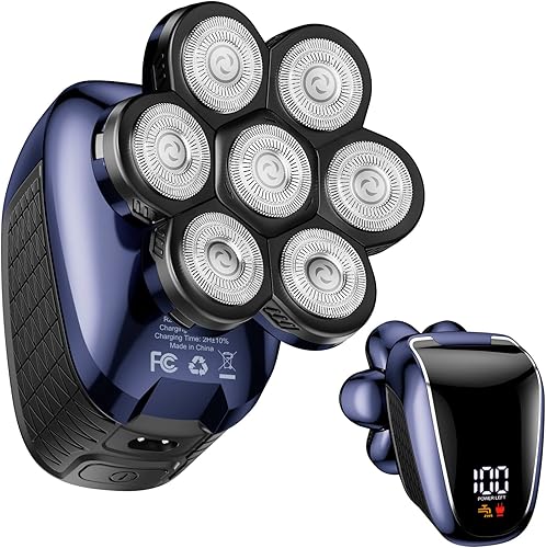 Afeitadora de cabeza 7D, afeitadora de cabeza mejorada para hombres calvos, maquinilla de afeitar eléctrica de cabeza con recortador de vello de