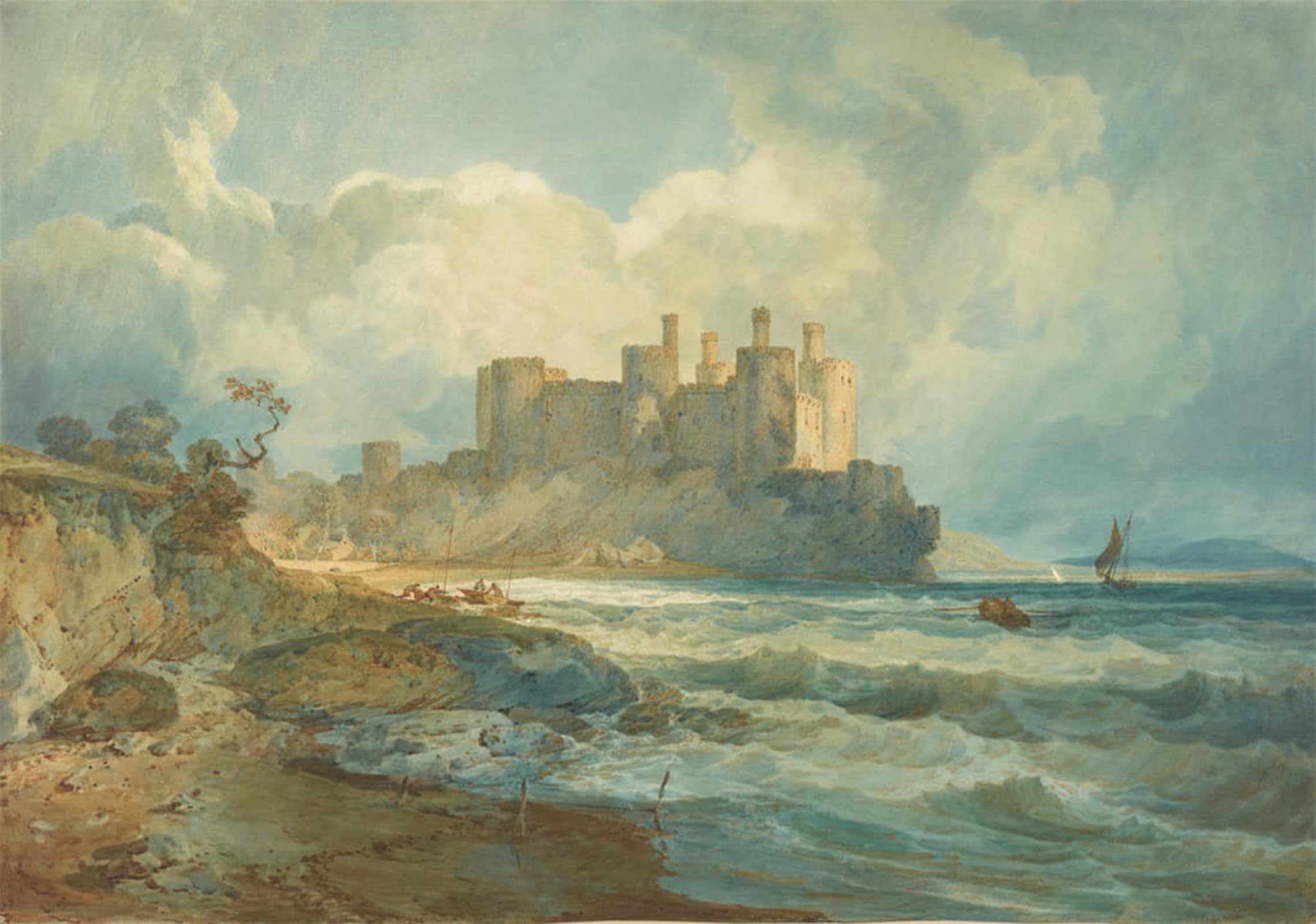 RZHRHJES Vintage Picture Wall Picture Painting Print Poster Conway Castle North Wales by Mallord William Turner Abstract Wall Art Painting for Home Decor 60x90cm